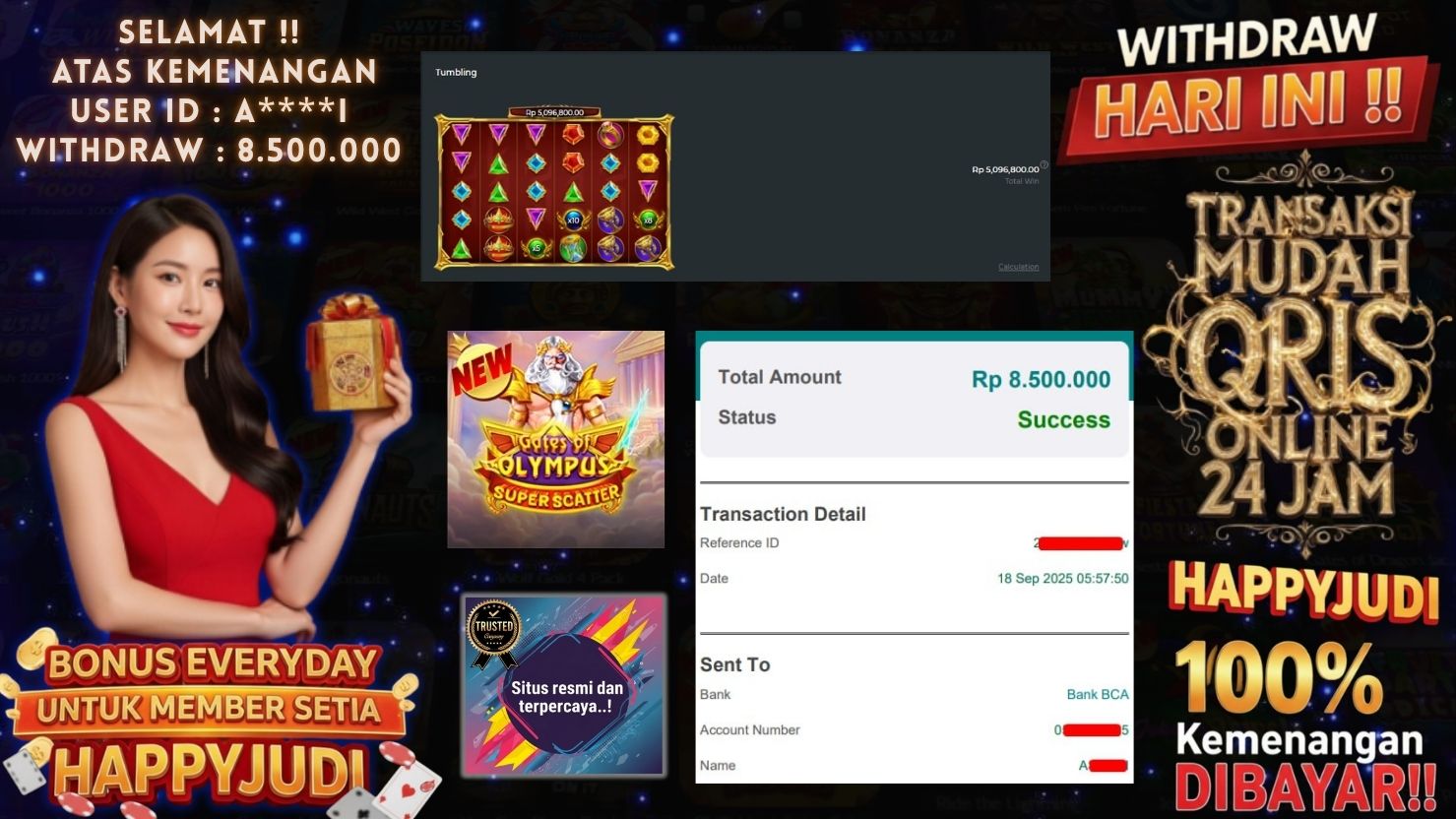 HAPPYJUDI JACKPOT SLOT GATES OF OLYMPUS SUPER SCATTER